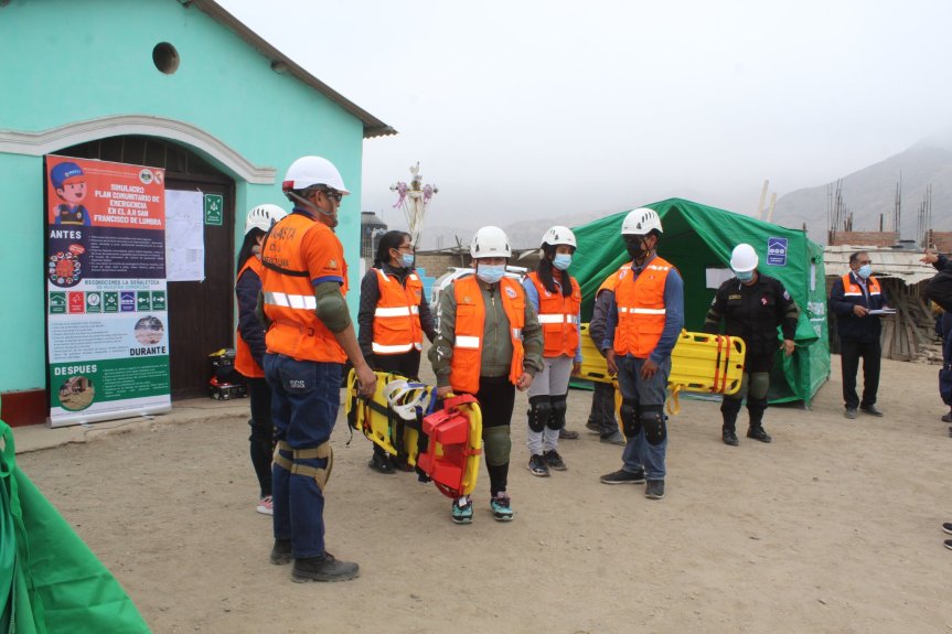 Municipalidad de Huaral realizó un simulacro de sismo ante posible huaico en&nbsp;Lumbra