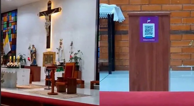 Iglesia utiliza código QR de Yape para que creyentes donen la limosna en&nbsp;misa