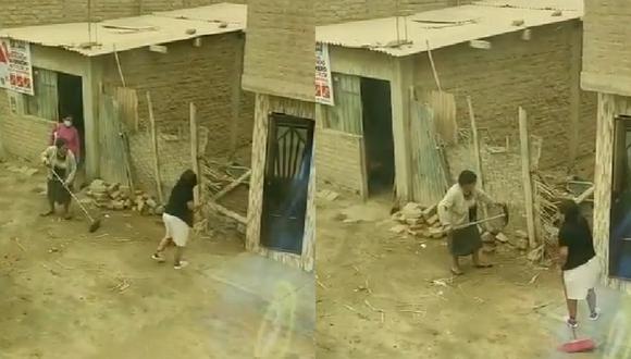 Hilarante enfrentamiento de dos vecinas al barrer la calle se vuelve viral: “Es como si utilizaran sables&nbsp;láser”