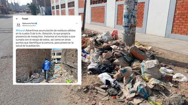 Defensoría del Perú insta a municipalidad de Huaral cumplir con el recojo de los residuos sólidos, acumulados en diversos puntos de la&nbsp;ciudad