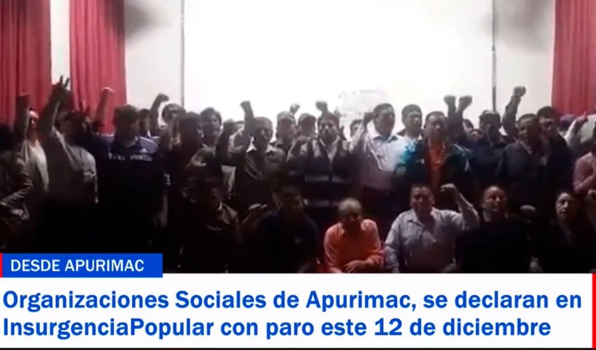 Apurímac se declara en insurgencia popular y convocan a paro indefinido para el 12 de&nbsp;diciembre
