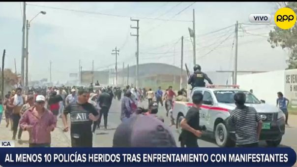 Ica: al menos 10 policías resultaron heridos tras enfrentamiento con&nbsp;manifestantes