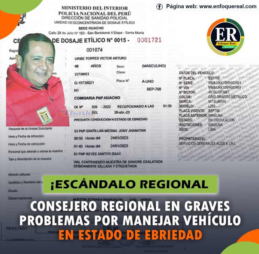 Consejero regional en graves problemas por manejar en estado de&nbsp;ebriedad