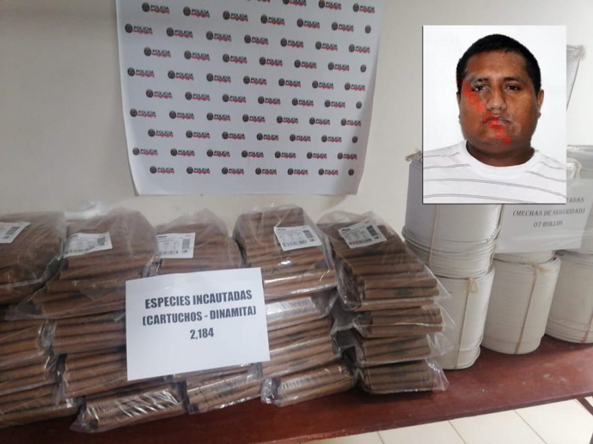 Efectivo policial fue detenido con más de 2 mil cartuchos de dinamita, mechas y&nbsp;detonantes