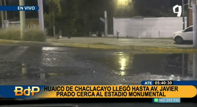 Ate: huaico de Chaclacayo llegó hasta la avenida Javier Prado cerca al estadio&nbsp;monumental