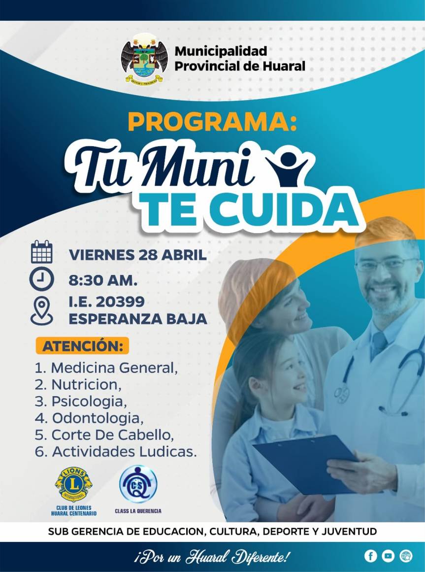 Se realizará segunda jornada médica gratuita “Tu Muni te Cuida” en la I.E. 20399 de la Esperanza&nbsp;Baja