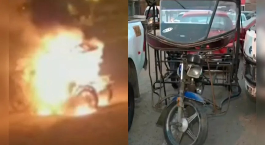 ¡Están hartos de la delincuencia! vecinos queman moto de ladrones que intentaron robar en&nbsp;SJL