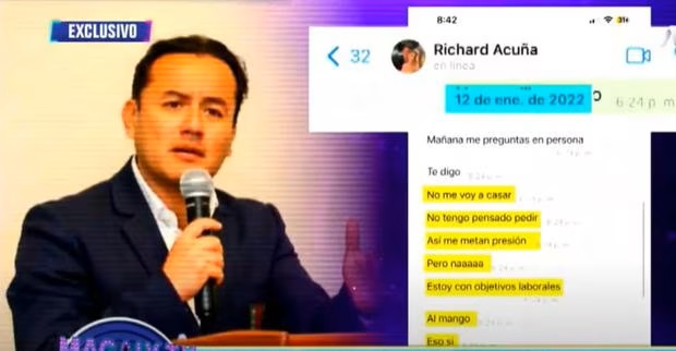 Richard Acuña le habría confesado a Camila Ganoza que no quería casarse con Brunella&nbsp;Horna