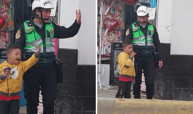 Policía deja que niño le ayude a dirigir el tránsito en Chachapoyas y enternece las redes: «Dios la&nbsp;bendiga»