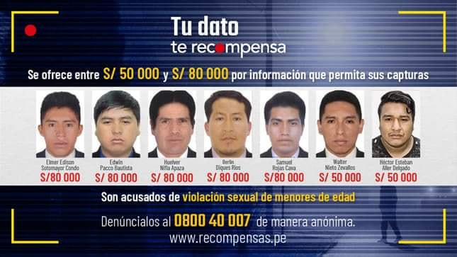 Ministerio del Interior incluye a siete hombres acusados de violación en lista de los más&nbsp;buscados