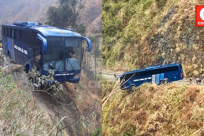 Bus de la Fuerza Aérea del Perú quedó al borde del abismo en&nbsp;Tarma