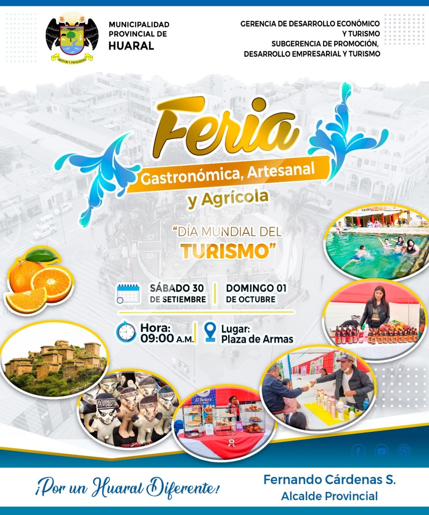 Se realizará feria gastronómica, artesanal y agrícola por el Día Mundial del&nbsp;Turismo