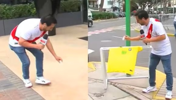 ¡Insólito! Reportero peruano le echa sal a la camiseta de la Selección de&nbsp;Brasil