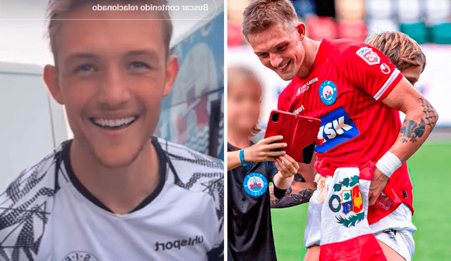 La reacción de Oliver Sonne al encontrarse con hinchas de la selección y ver la bandera&nbsp;peruana