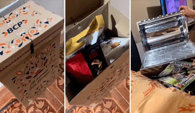 Joven muestra la canasta navideña del BCP, pero usuarios dicen: “Nadie supera la Caja&nbsp;Huancayo”