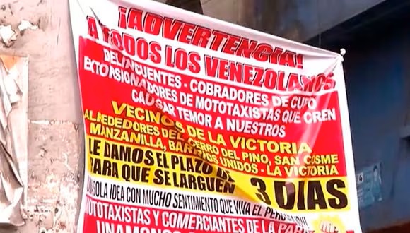 Aparecen mensajes amenazantes a venezolanos: Le dan plazo de 3 días para que se vayan de La&nbsp;Victoria