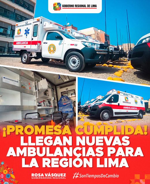 Llegaron 10 ambulancias del primer lote adquirido por el Gobierno Regional de&nbsp;Lima
