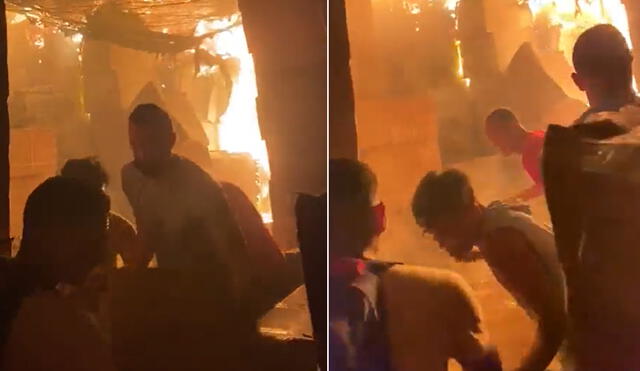 Comerciantes intentar salvar su mercadería de incendio en Mesa&nbsp;Redonda