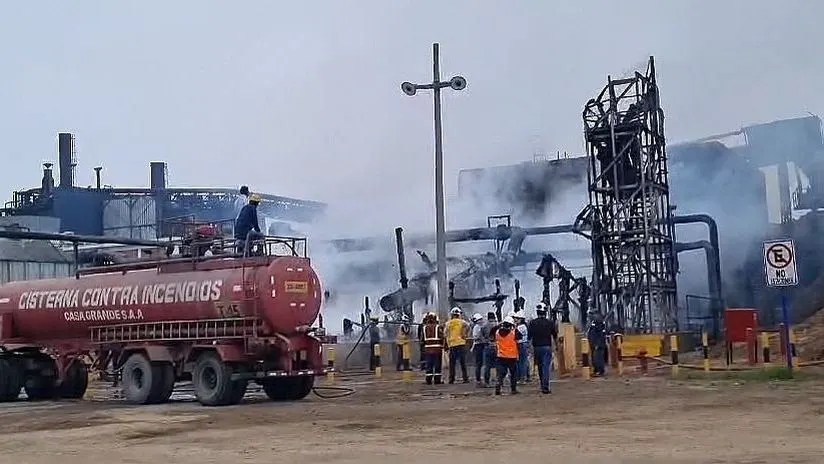 Un incendio afectó la planta de la empresa azucarera Casa Grande en La&nbsp;Libertad