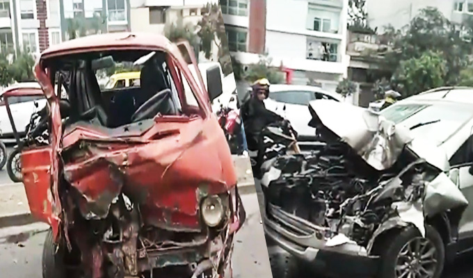 Surco: choque múltiple deja tres heridos en plena Panamericana&nbsp;Sur
