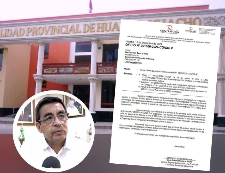 Contraloría detectó “faenón” en licitación de obras en la Municipalidad Provincial de Huaura y recomienda denuncia penal contra&nbsp;involucrados
