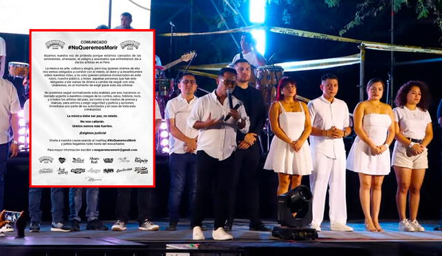 Grupo 5, Armonía 10, Agua Marina, Corazón Serrano y las principales orquestas del Perú emiten comunicado: «No queremos&nbsp;morir»