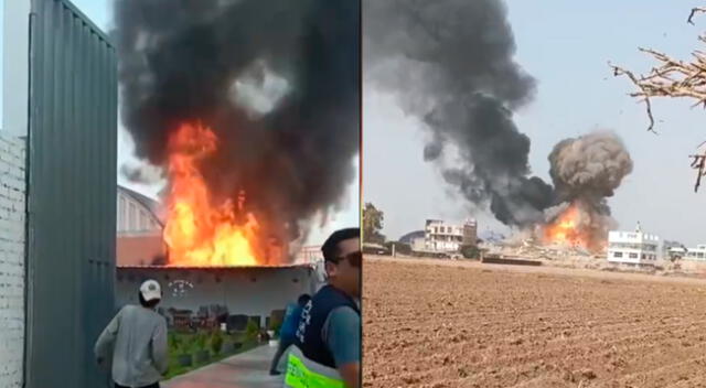 Incendio en Lurín: difunden videos de cómo onda explosiva lanza por los aires a un vecino que grababa el&nbsp;siniestro