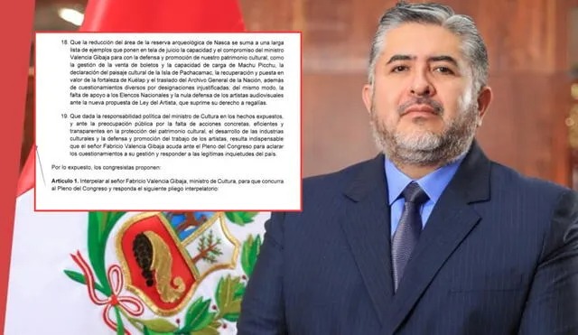 Congreso: presentan moción de interpelación contra el ministro de Cultura, Fabricio&nbsp;Valencia