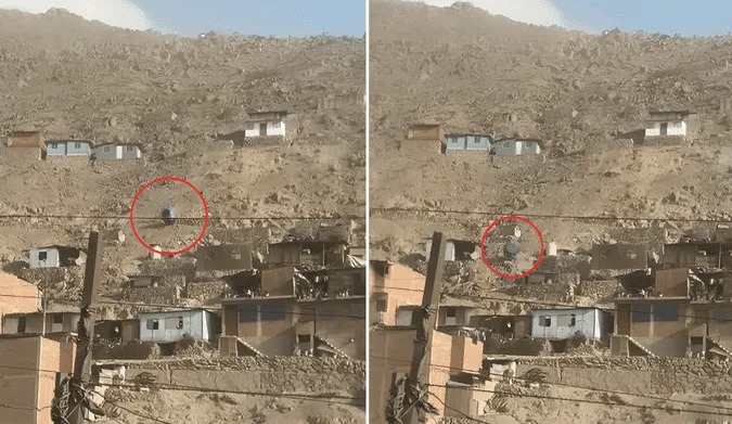 Tanque de agua cae desde lo alto de un cerro en Lima por fuertes vientos: vecina captó el momento y es viral en&nbsp;redes