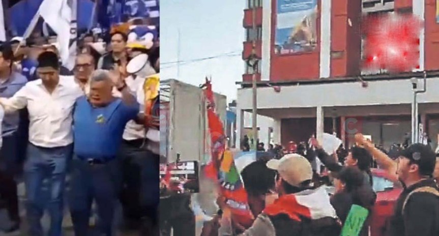 Arrojan huevo a César Acuña durante mitin en&nbsp;Huancayo