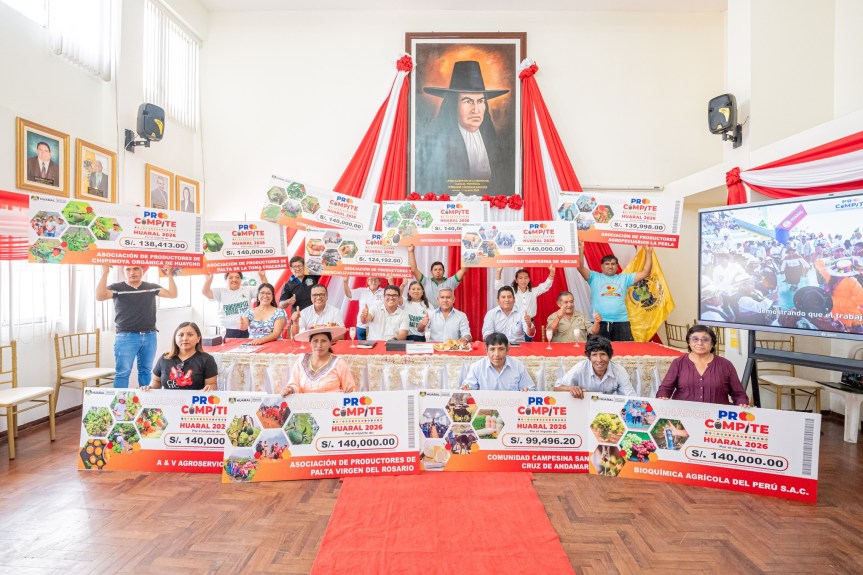 Huaral impulsa el desarrollo productivo con la entrega de cheques del PROCOMPITE&nbsp;2026