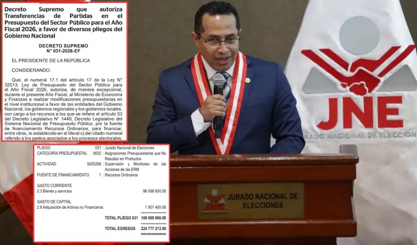 Gobierno asigna S/ 100 millones al JNE tras reunión de Roberto Burneo con el&nbsp;MEF