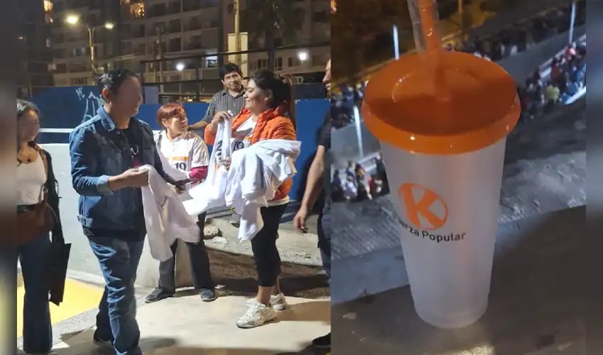 Captan a simpatizantes de Fuerza Popular regalando polos y tomatodos a la salida del concierto de The&nbsp;Killers